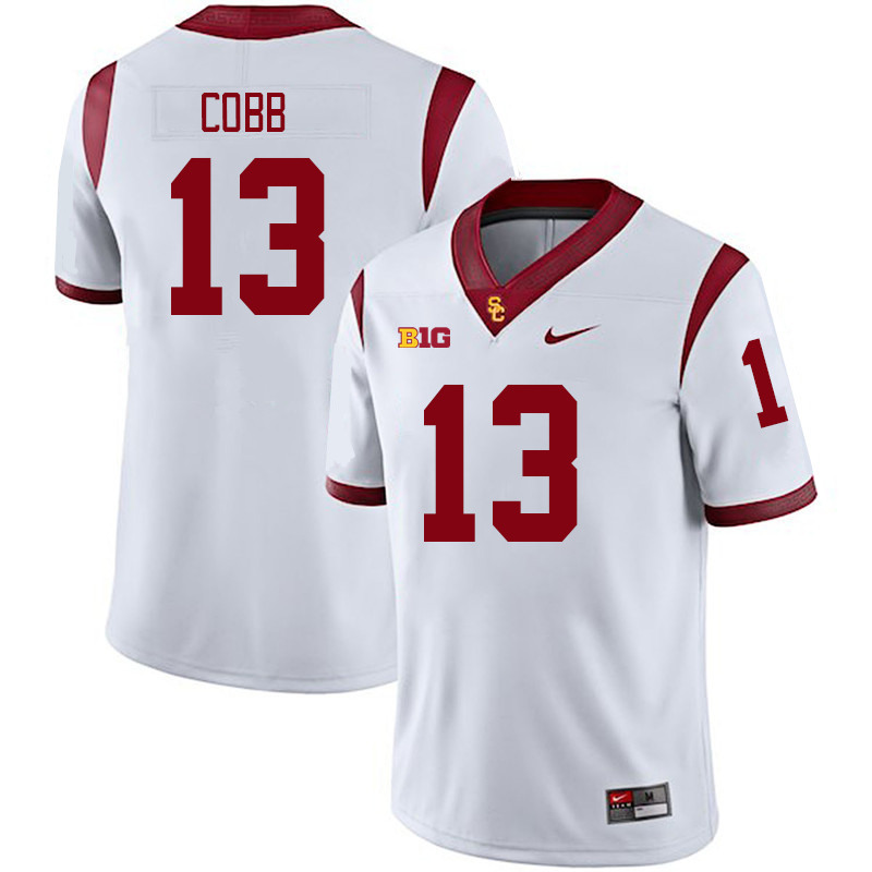 USC Trojans #13 Mason Cobb Big 10 Conference College Football Jerseys Stitched Sale-White